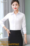 Gwmlk Shirt Women Polyester Cotton Shirts for Women Long Sleeve Blouse Women Dress Shirts Fashion Female Clothing OL Womens Tops