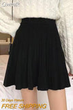 Gwmlk 2023 Spring Summer Women Pleated Skirt Solid Color High Waist Knitted Skirt Woman Korean Fashion A Line Short Skirts