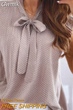 Gwmlk Summer Polka Pot Elegant Blouses Fashion Lace Up Bow Ruffles Shirt Women Casual Loose Sexy Tops Pullover Tunic 20949