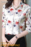 Gwmlk New Spring Women Silk Shirt Fashion Satin Long Sleeve Blouse Vintage Women's Elegant Blouses OL Womens Tops Female Clothing