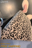 Gwmlk early spring new long slit knitted leopard skirt women high waist knitted skirt