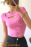 gwmlk Summer New Arrival Solid Knitted Slim Casual Hollow Out Round Neck Short Sleeves T Shirts