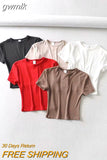 gwmlk Casual 2023 Summer Woman Slim Fit t-shirt tight Cotton Short-Sleeve O-neck tee Crop Tops