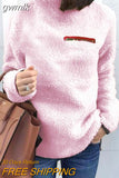 gwmlk Women Sweatshirts Autumn Winter Top Long Sleeve Plush Warm Pullover Tunic Female Pink Ladies Clothing Zipper Streetwear