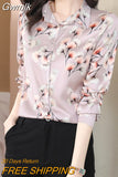 Gwmlk Woman Blouses 2023 Office Lady Silk Shirts for Women Print Elegant and Youth Woman Blouses Vintage Tops Clothing Female