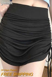 gwmlk Female Harajuku 2023 Summer Autumn Period Ladies Thread Side Draw String Elastic Sexy Mini Skirts Womens Chic