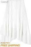 Gwmlk White High Waist Pleated Skirt Women 2023 Korean Fashion Asymmetrical Ruffles Long Skirt New Summer A-line Midi Skirts