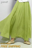 gwmlk Women's Elegant High Waist Linen Maxi Skirt 2023 Summer Ladies Casual Elastic Waist 2 Layers Skirts saia feminina