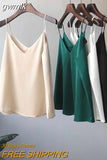 gwmlk V-Neck Sexy Solid Satin Woman Camis Tank Tops Chiffon Sleeveless Camisole Top Halter Camis Tops