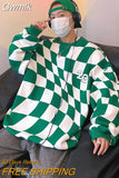 Gwmlk Plaid Hoodies Men O-neck Checkered Vintage Hoodie Preppy Stylish Women's sweatshirt Male All-match Streetwear Clothing