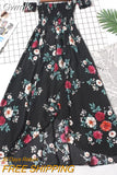 Gwmlk Long Summer Boho Dresses for Women 2023 Causal Maxi Floral Dress Female Beach Vacation Holiday Outfits