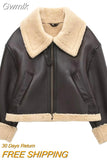 Gwmlk Winter 2023 Women Jacket Coats Faux Shearling Sheepskin Coat Retro Motorcycle Jacket Fleece Woman Jackets Outerwear Tops