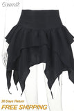 Gwmlk Punk Black Irregular Fairy Grunge Skirt Women Gothic Sexy E-Girl Fluffy Skirts Y2K Clothes