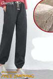 Gwmlk Autumn Winter Thicken Fleece Pants Women Casual Stretch Lace-Up Sport Sweatpants Woman Warm Lambwool Harem Trousers