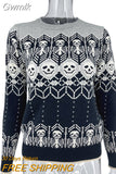 Gwmlk Gothic Skeleton Pattern Sweaters Teachwear Women's Clothes Warm Steetwear Girls Knit Pullover Y2k Tops Dark Academia