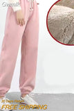 Gwmlk Autumn Winter Thicken Fleece Pants Women Casual Stretch Lace-Up Sport Sweatpants Woman Warm Lambwool Harem Trousers