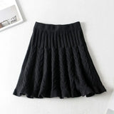 Gwmlk Pink Ruffles Short Skirt for Women Sweet College Style Knitted A-line Skirts Female Korean High Waist Pleated Skirts