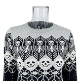 Gwmlk Gothic Skeleton Pattern Sweaters Teachwear Women's Clothes Warm Steetwear Girls Knit Pullover Y2k Tops Dark Academia