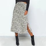 gwmlk New Sexy Leopard Print Chiffon Split Skirt Casual Fashion Long Skirts for Women Spring Summer Zip Elegant Female Skirt