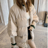 Gwmlk Winter Woman Jacket Corduroy Padded Coat Lady Parka Loose Student Bread Clothing Thick Outerwear