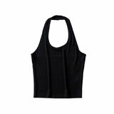 gwmlk Women Ribbed Crop Top With Halter Tank Top Women Summer Vintage Sleeveless Camis 90s Cool Girls Streetwear Green Soft Tees