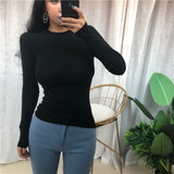 gwmlk Summer Top Sexy T Shirt Women 2023 Elasticity T-Shirt Korean Style Woman Clothes Slim Tshirt Female Casual Long Sleeve Tops