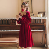 Gwmlk Red Long Velvet Dress Women French Elegant Chic Wedding Evening Party Dress Y2K Gothic Casual Bodycon Dress Autumn 2023