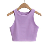 gwmlk Summer Fashion Women Sexy Slim Tops O-neck Sleeveless Double Nylon Ladies Good Quality Tank Tops 6 Colors