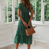 gwmlk Vintage Vintage Print Puff Sleeve summer Beach sweet dresses Casual Square collar floral maxi long dress 2023 festa