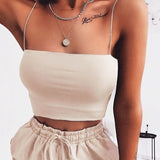 gwmlk New Fashion Women Spaghetti Strap Crop Top Sexy Bodycon Sleeveless Cami Tube Top Basic Plain Camisole