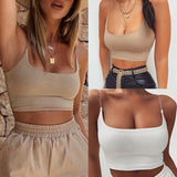 gwmlk Womens Summer Camis Tanks Tops Sleeveless Cotton Bustier Unpadded Bandeau Bra Vest Crop Top Seamless Tees