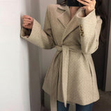 Gwmlk Women Wool Coat Fashion Winter Coat Women Clothing Short Basic Jacket Casual Belt Ladies Woolen Coats Manteau Femme