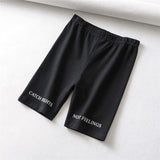 gwmlk biker shorts 2023 women elastic waist skinny fitness korean casual sexy Letter print black shorts pantalones black