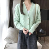 Gwmlk Elegant Shirt Cardigans Sweater Women 2023 Autumn New V Neck All-match Knitted Jumpers Solid Slim Long Sleeve Cardigan