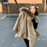 Gwmlk Winter New Women Coat Female Warm Jacket Fashion Leisure Thick Loose Solid Casual Sweet All-Match Detachable Collar