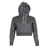 gwmlk Autumn Women Hoodies Solid Crop Hoodie Long Sleeve Jumper Hooded Pullover Coat Casual Sweatshirt Top Sudaderas Mujer