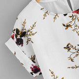 gwmlk Fashion Floral Print Blouse Pullover Ladies O-Neck Tee Tops Female Women's Short Sleeve Shirt Blusas Femininas Clothing