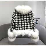 Gwmlk Ladies Scarf Shawl Ladies Knitted Warm Batwing Cloak Fox Artificial FurCollar Cloak Cloak Winter Leather Women Jacket