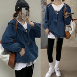 Gwmlk Spring Women Denim Cropped Jacket Female Pockets Jean Jackets Ladies 2023 New Fashion Button Casual Solid Coats