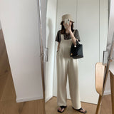 Gwmlk Womens Solid Simple Friends Full-length Side Button Sweet Elegant Loose Cozy All-match Fashion Daily Trousers Girls