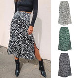 gwmlk New Sexy Leopard Print Chiffon Split Skirt Casual Fashion Long Skirts for Women Spring Summer Zip Elegant Female Skirt