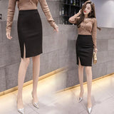 Gwmlk Women's Office Formal Pencil Skirt 2023 New Fashion Slim Fit Front Slit Mini Skirt Ladies Spring Autumn Short OL Skirts