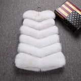 Gwmlk Luxury Faux Fox Fur Vest Coats Women Autumn Winter Thick Warm Faux Fur Coat Korean Slim Sleeveless Plush Jacket Female