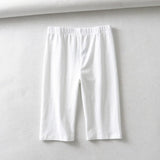 gwmlk women cotton high waist elastic pure color slim Knee-Length bike shorts female