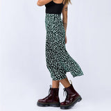 gwmlk New Sexy Leopard Print Chiffon Split Skirt Casual Fashion Long Skirts for Women Spring Summer Zip Elegant Female Skirt