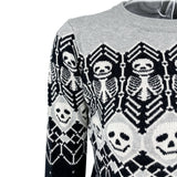 Gwmlk Gothic Skeleton Pattern Sweaters Teachwear Women's Clothes Warm Steetwear Girls Knit Pullover Y2k Tops Dark Academia