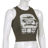 gwmlk y2k Cropped Tanks Crop Top Sleeveless O Neck Corset Tops Female Summer Basic Tee Tops Club