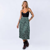 gwmlk New Sexy Leopard Print Chiffon Split Skirt Casual Fashion Long Skirts for Women Spring Summer Zip Elegant Female Skirt