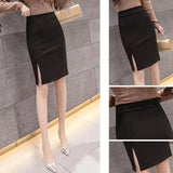 Gwmlk Women's Office Formal Pencil Skirt 2023 New Fashion Slim Fit Front Slit Mini Skirt Ladies Spring Autumn Short OL Skirts