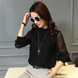 gwmlk Blouse 2023 New Women Tops Long Sleeve Stand Neck Work Wear Shirts Elegant Lady Blouses Casual Solid Color Blusas